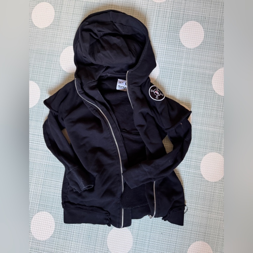 Nununu | Twofer zip up hooded sweatshirt top